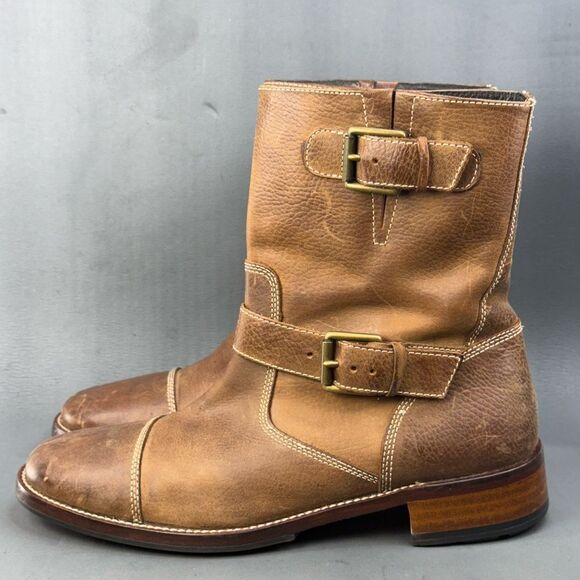 Cole Haan Biker Boots Leather Cap Toe Zip Nike Air Rugged mens size 11 - Picture 4 of 11
